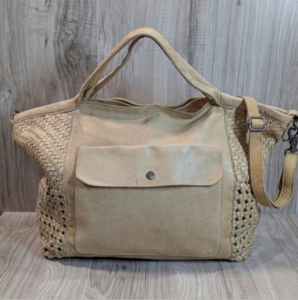 latico Handbags - Latico Leather "Martine" Woven Tote Oversized Bag Color Honey